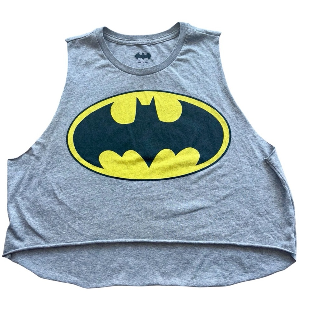 Batman Gray and Yellow Crop Top Tank Top Sleeveless Shirt Marvel Graphic Casual